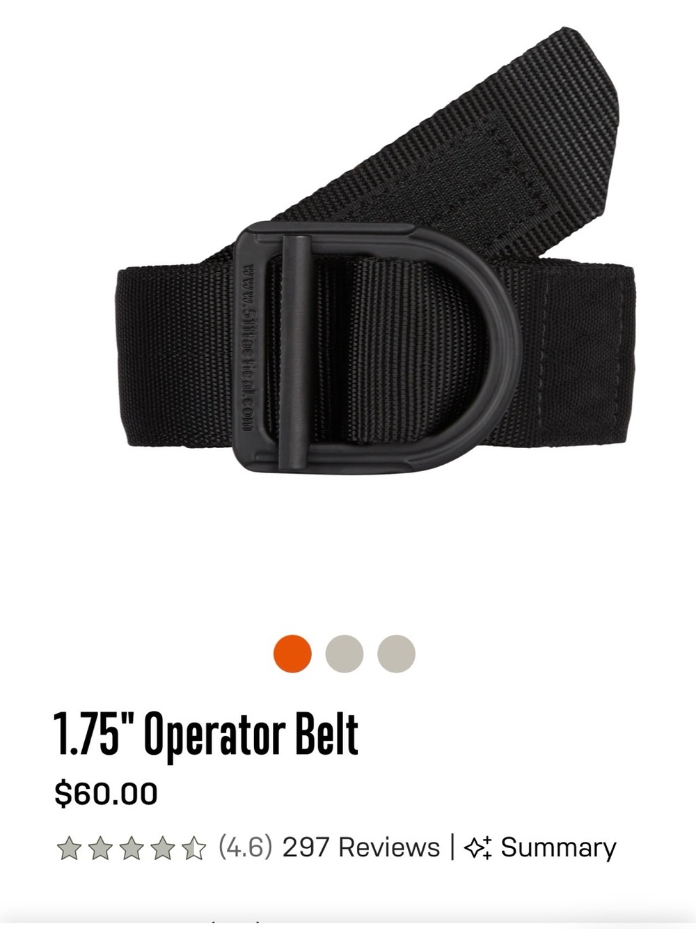 5.11 Tactical 1.75" Operator Belt — Black